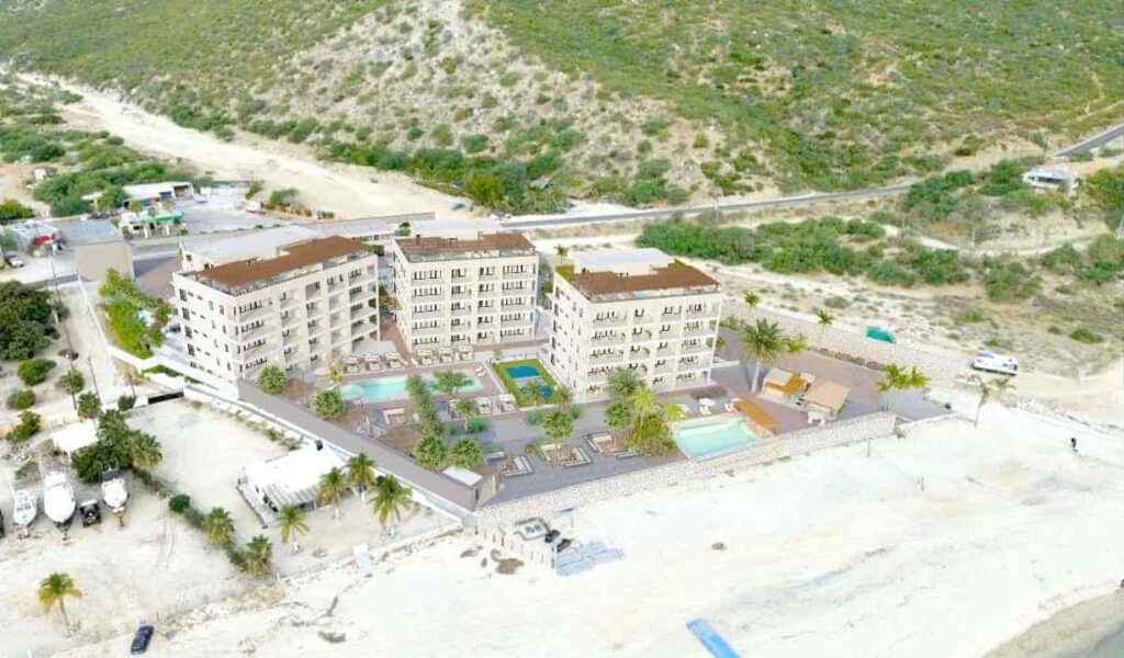 Vista aérea de concepto condominal de terreno en venta en Los Barriles, Baja California, México