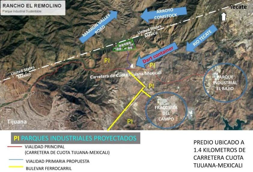 Mapa de terreno en venta  El Remolino, en Baja California, México